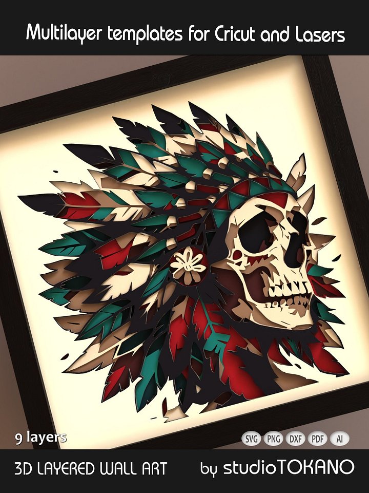 Headdress Skull Multi layered Shadowbox product image (2)