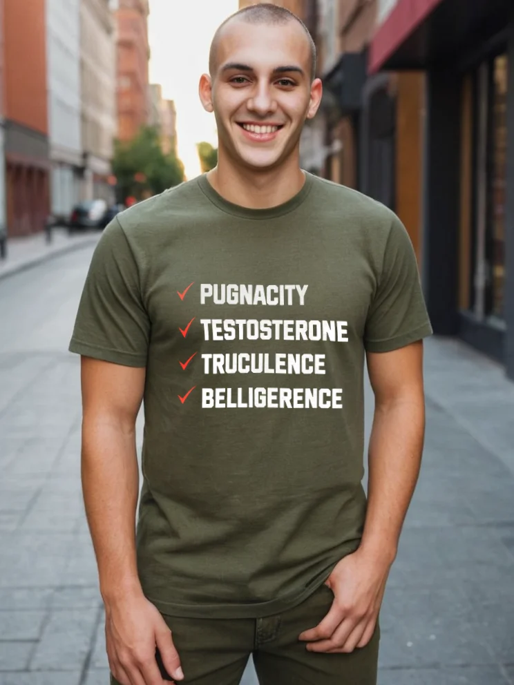 Funny Hockey T-Shirt – Pugnacity, Testosterone, Truculence, Belligerence – Gritty Hockey Shirt for Men – Gift for Hockey Players & Enforcers product image (2)
