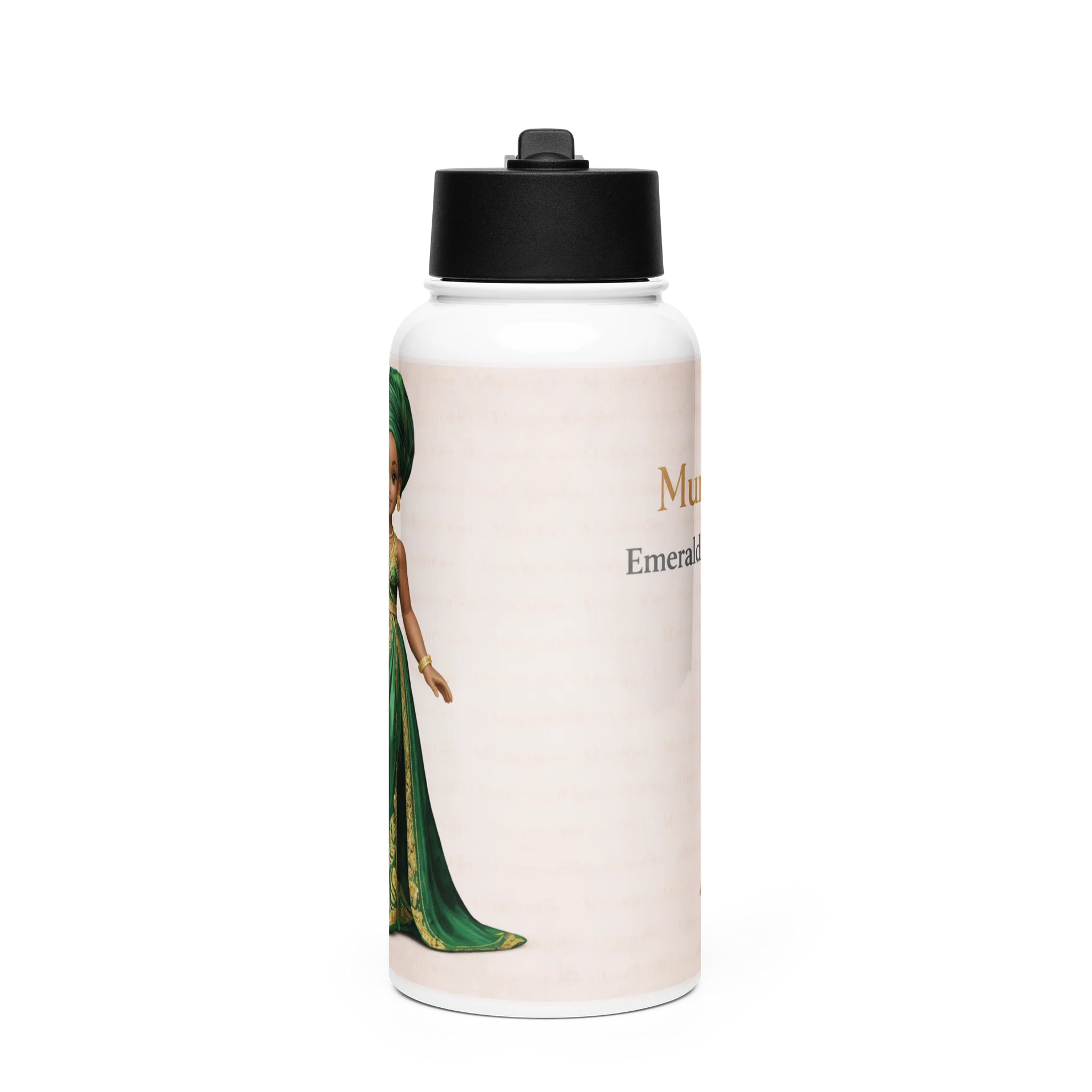 Emerald & Gold Queen Stainless Steel Water Bottle product image (1)