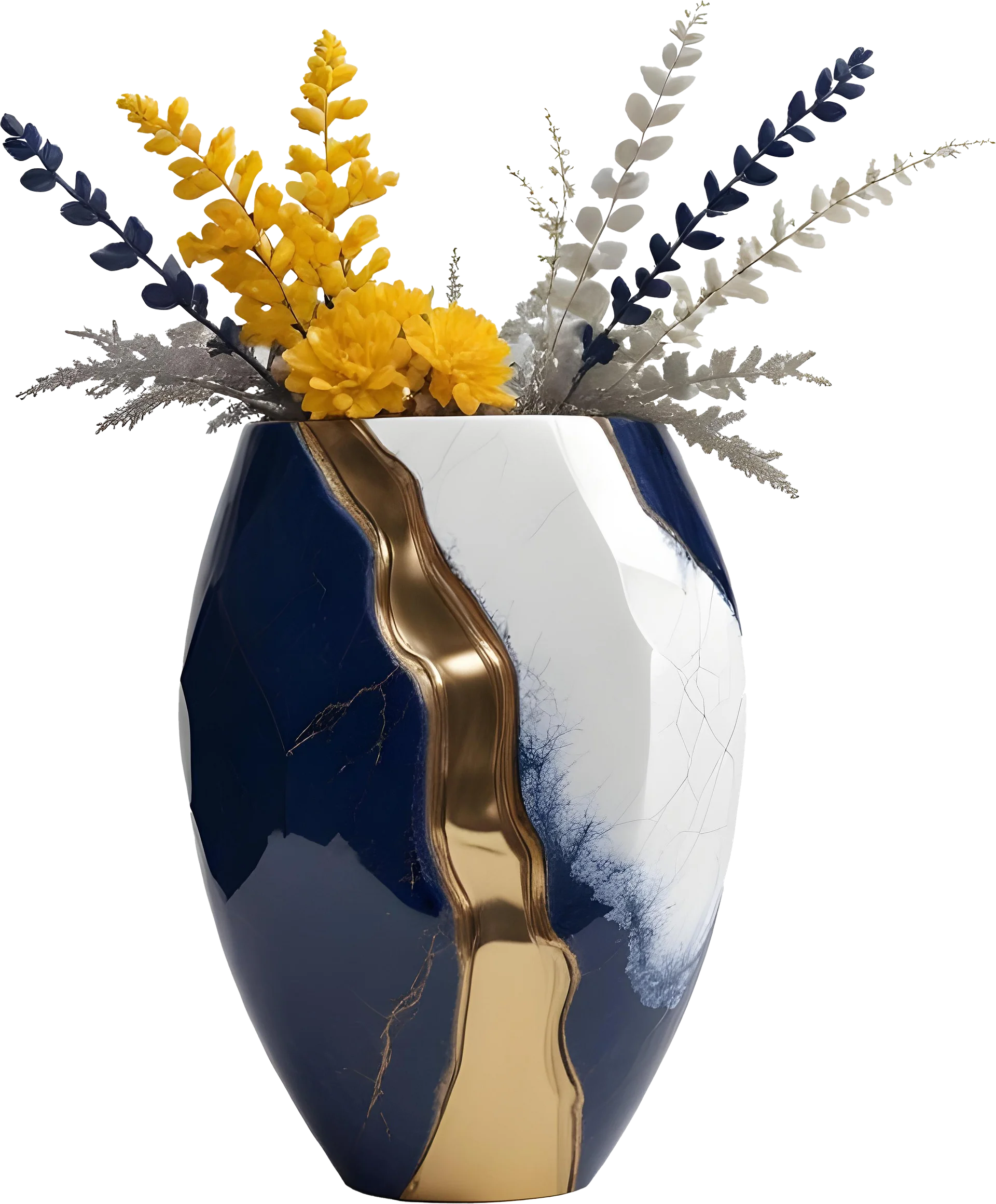 Golden Tides – Tropical Luxe Gold-Accented Vase PNG product image (1)