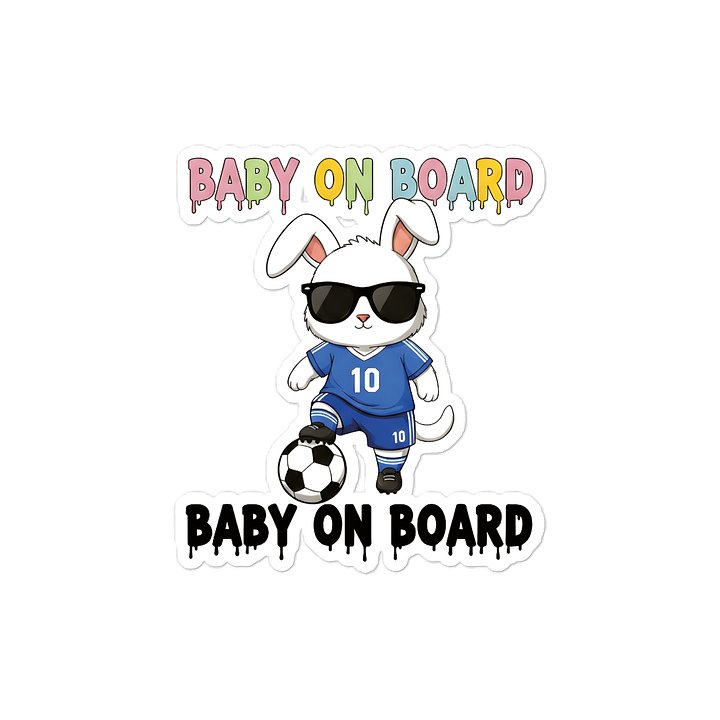 Funny Bunny Soccer Baby on Board Sticker - 5x5 Weatherproof Vinyl Car Decal - Cute Bunny Soccer Mom and Soccer Dad Gift product image (1)