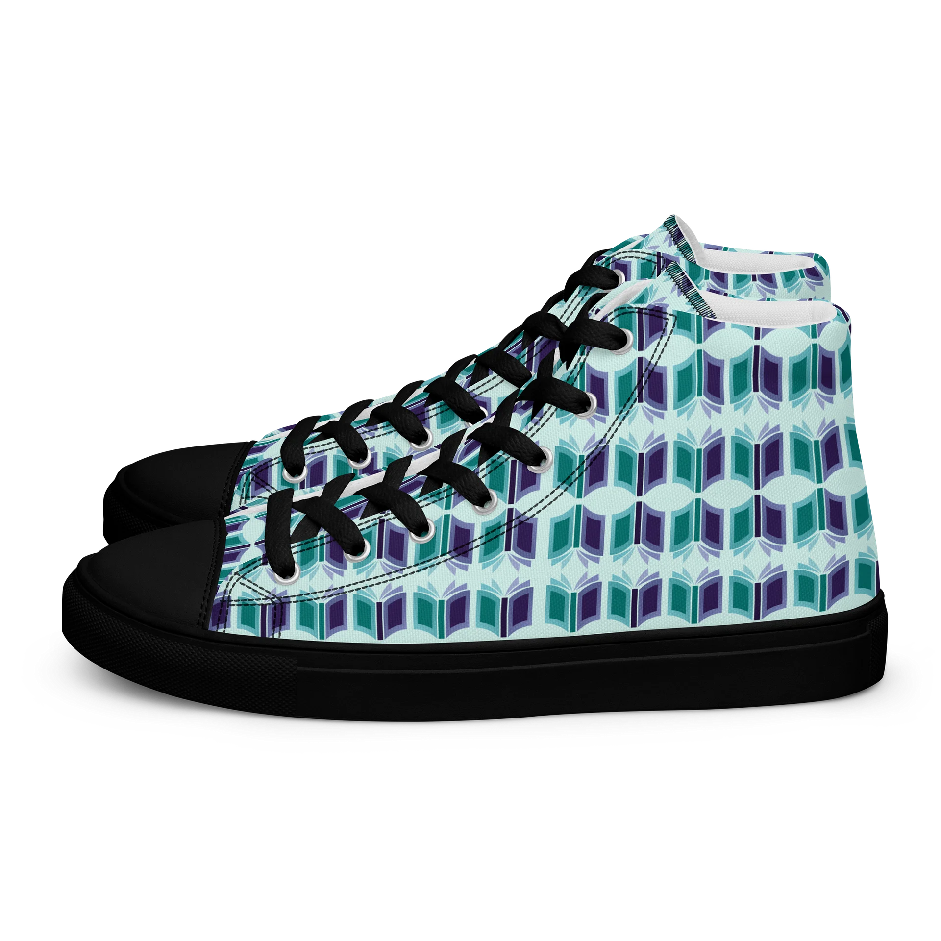 Women's High Top Canvas Shoes (Light Teal Background) product image (1)