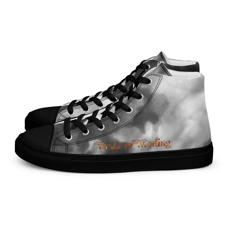 Weak Of Wanting Men's High Top Canvas Fire Logo Grey Sky Shoes product image (1)
