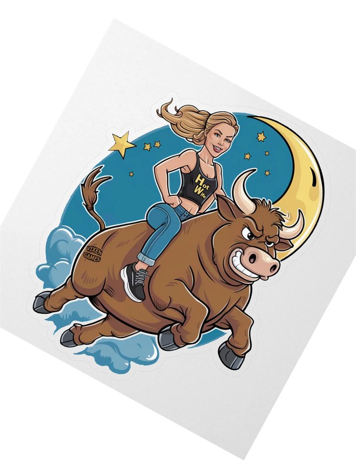 Fly Me To The Moon Hotwife On A Bull Vinyl Sticker product image (4)