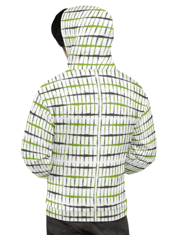 Neon Pulse Grid – Urban Style Green Interlock Unisex Hoodie product image (4)
