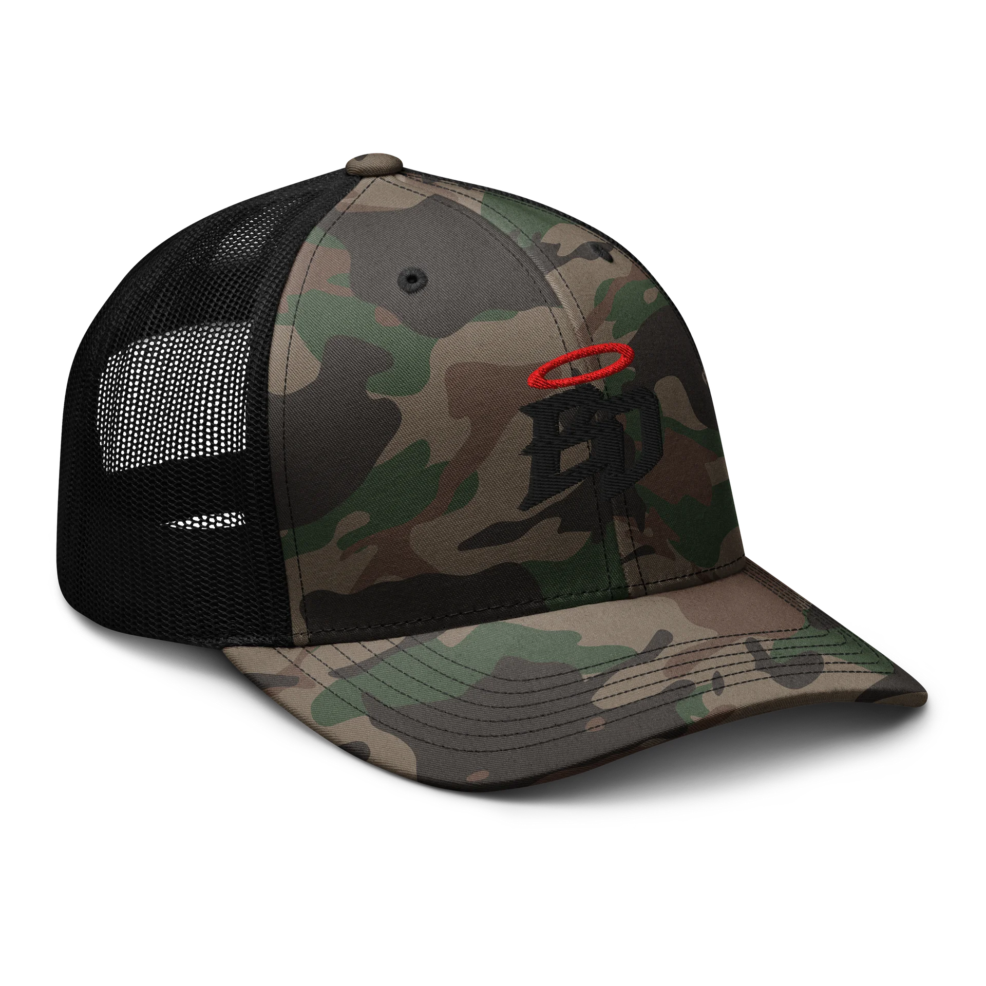 Booty Demon BD Lettermark Men's Camo Embroidered Trucker Hat product image (8)