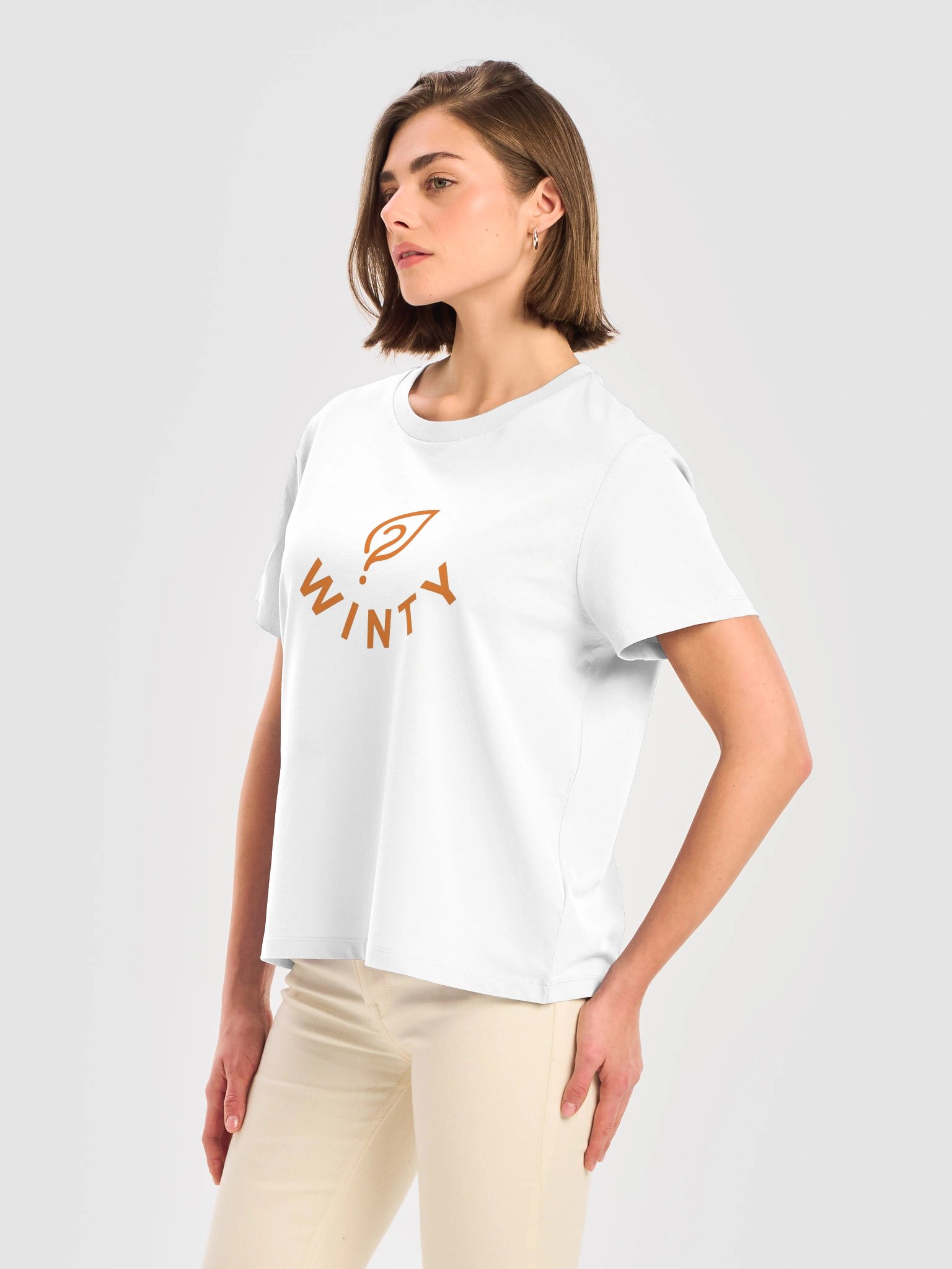 WINTY Women's Organic Ribbed Neck T-Shirt (White) product image (8)