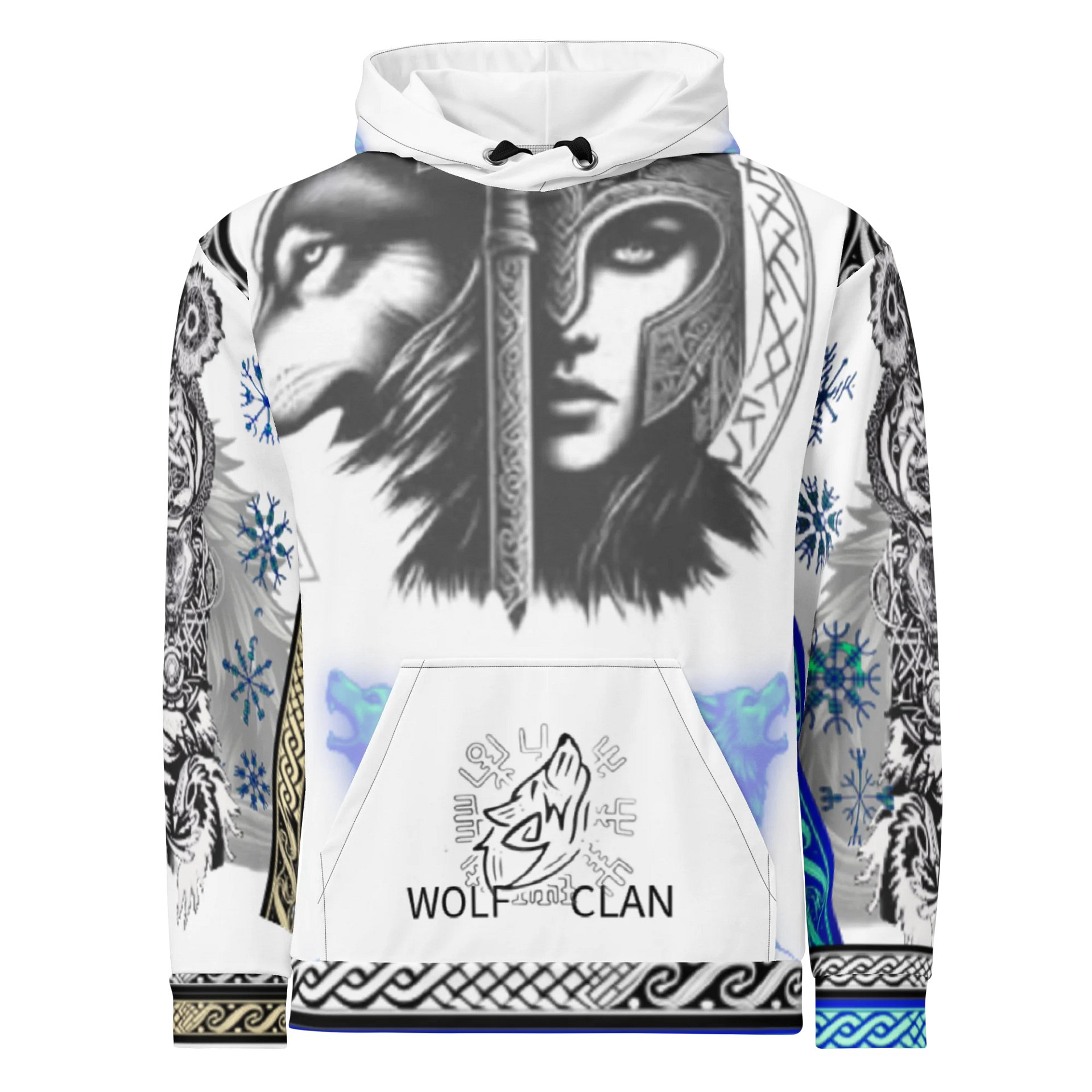 Wolf Clan Hoodie – Nordic Wolf, Celtic Trim, Blue Ice Accents product image (1)