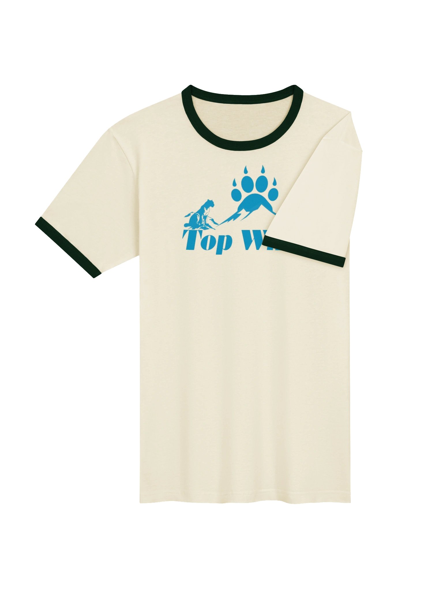 Top Will™ Cream & Navy Blue Unisex Ringer T-Shirt product image (4)
