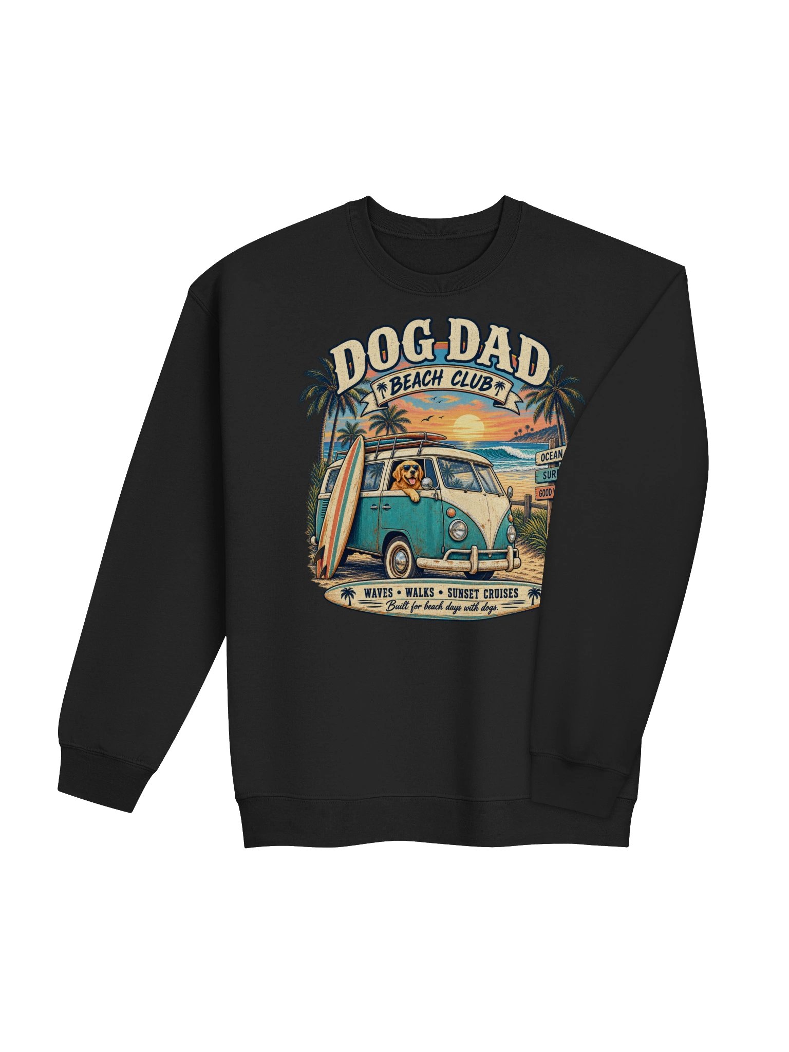 Dog Dad Beach Club Crewneck Sweatshirt | Vintage Surf Dog Dad Gift product image (5)