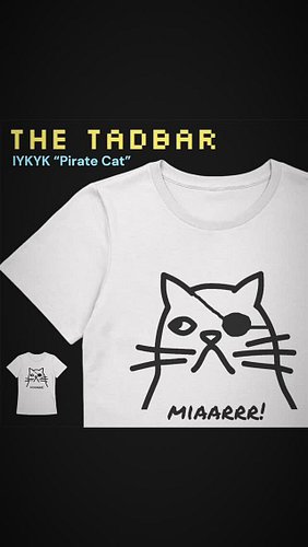 The Tadbar 
IYKYK: Pirate Cat

#piratecat
#IYKYK
#CatTee
#reportingforduty
#alwaysaround