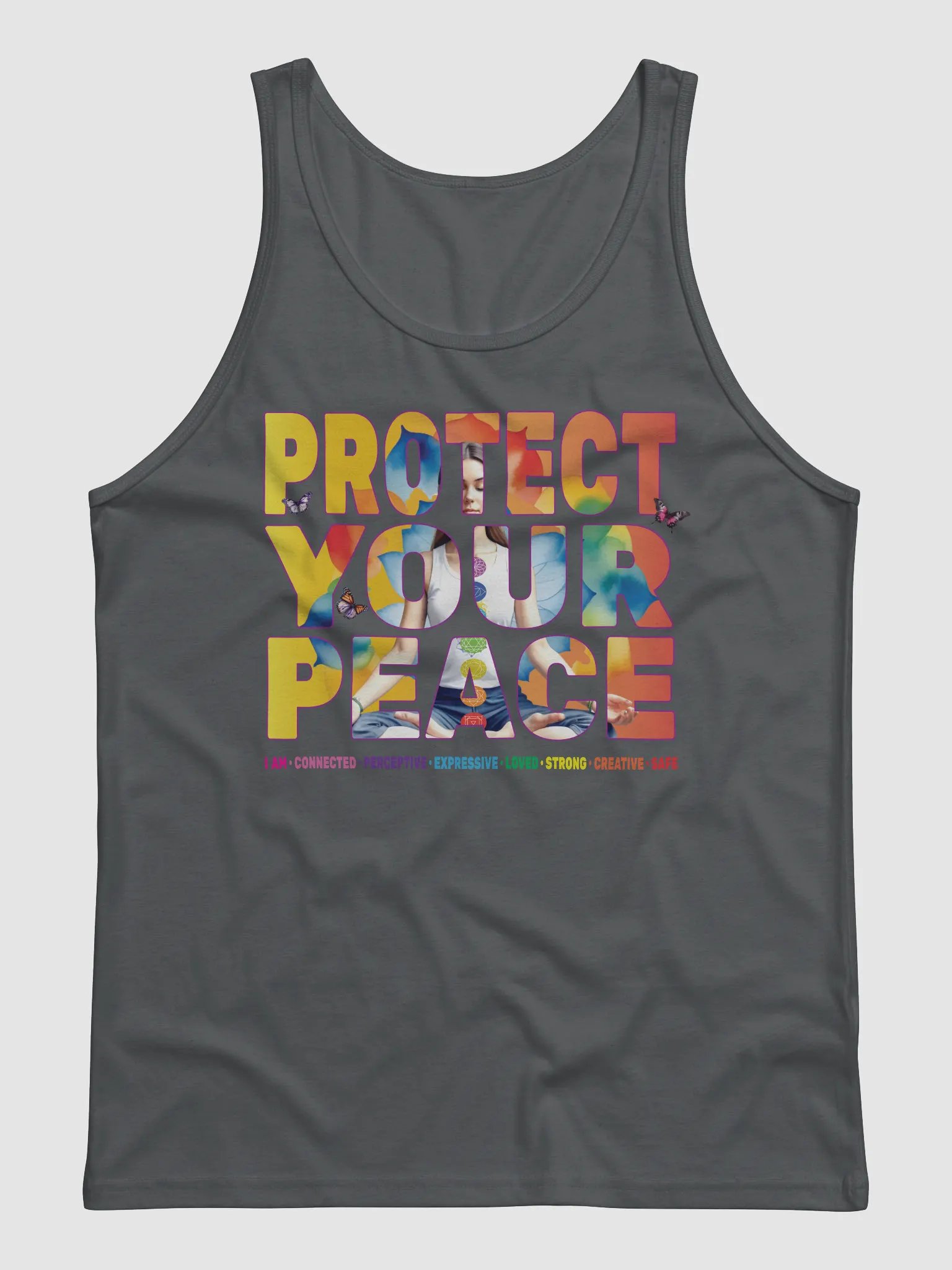 Protect Your Peace 7 Chakra Meditation Yoga Pose Spirituality Tank Top product image (3)