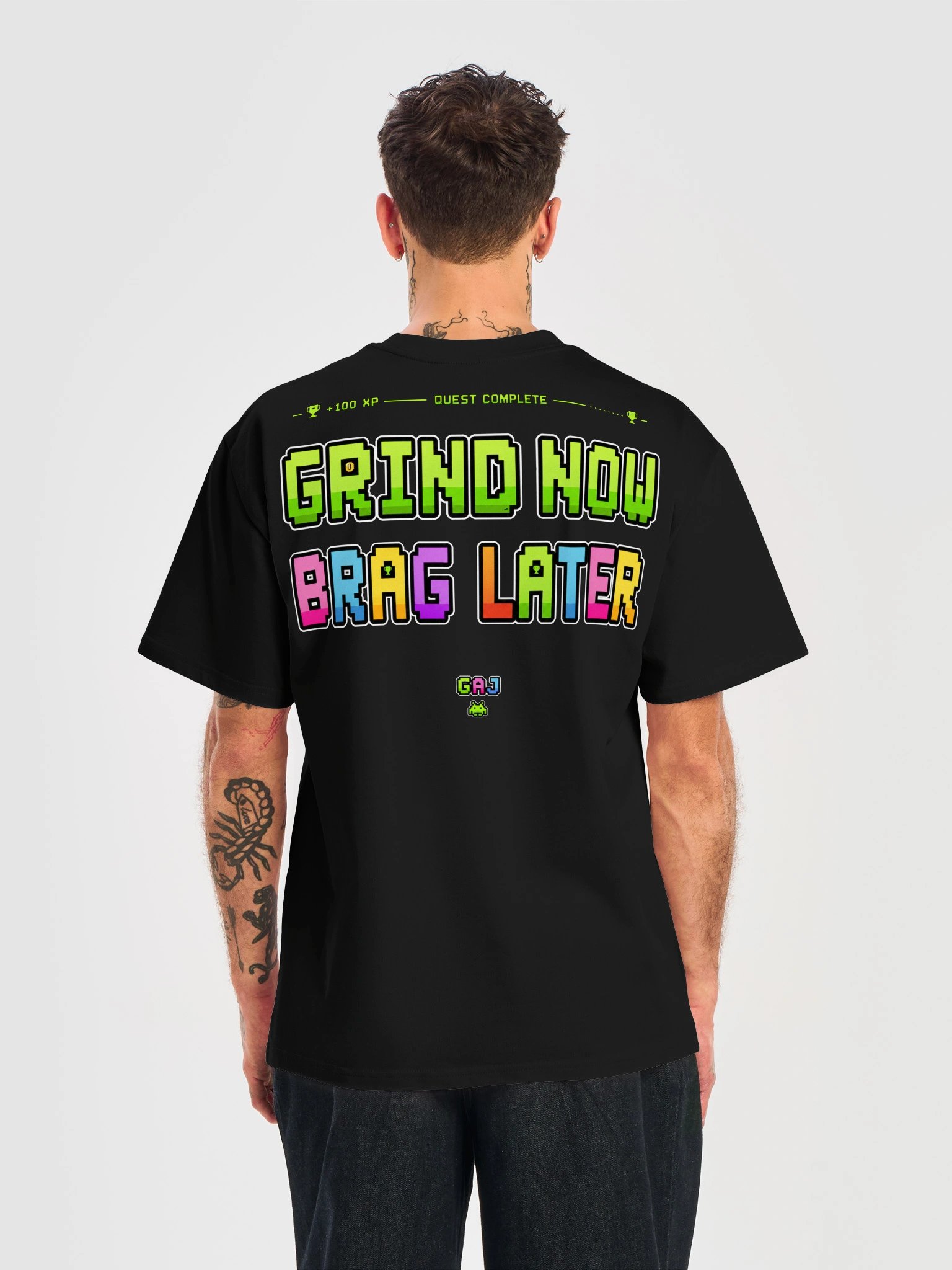GRIND NOW, BRAG LATER – Pixel Mode Tee - PREMIUM product image (6)