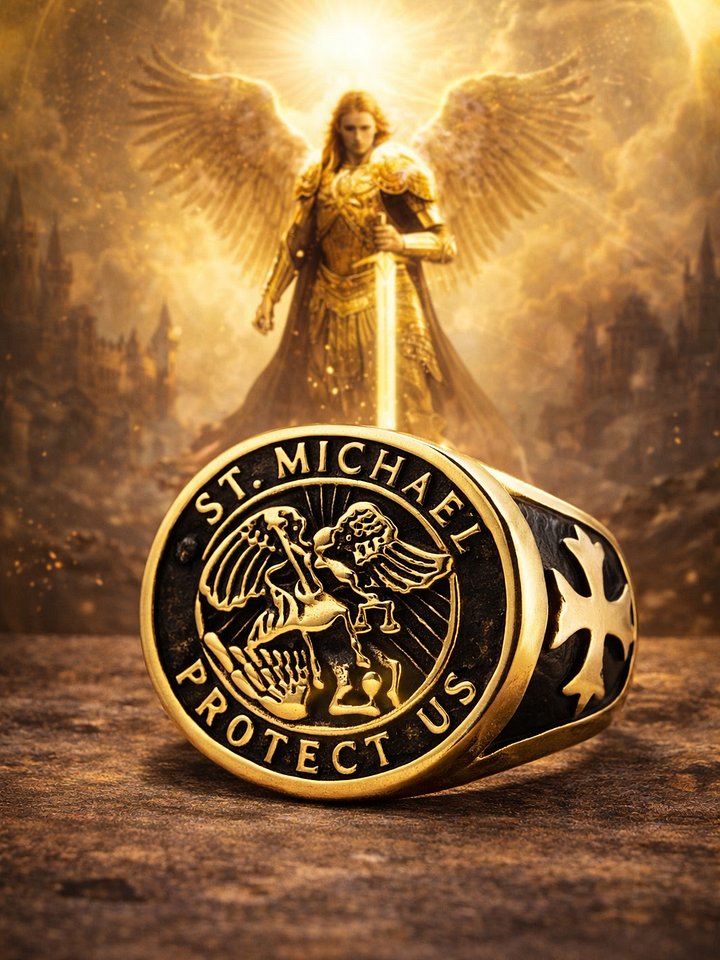 The Armored Kingdom Saint Michael’s Divine Protector Ring-Faith Protection-Bold Design-Durable product image (1)