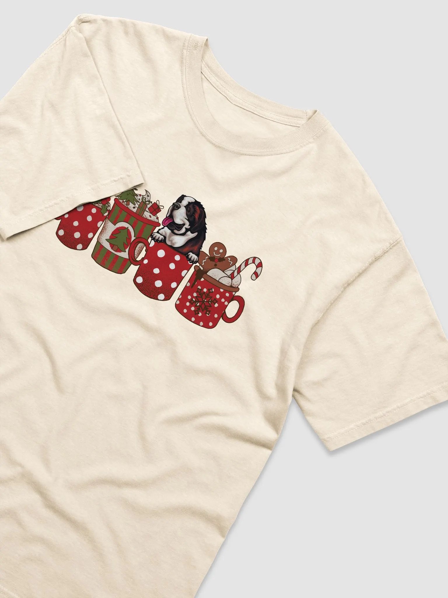 Cute Saint Bernard in a Christmas Cup T-Shirt | Funny Christmas Pup in a Cup product image (16)