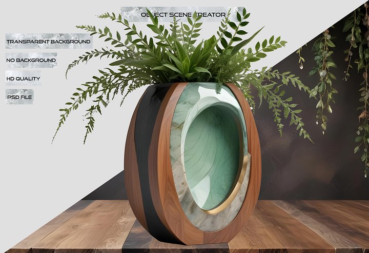 Luxe Botanique – Oval Emerald Vase PNG product image (2)