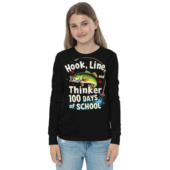 100 Days of School Kids Fishing Long Sleeve Tee product image (1)