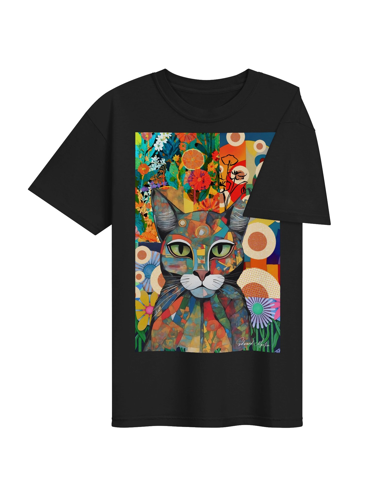 Colorful Mosaic Cat Art Tee by Edward Martin product image (7)