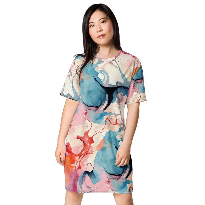 Fluid Swirls Watercolor T-Shirt Dress product image (1)