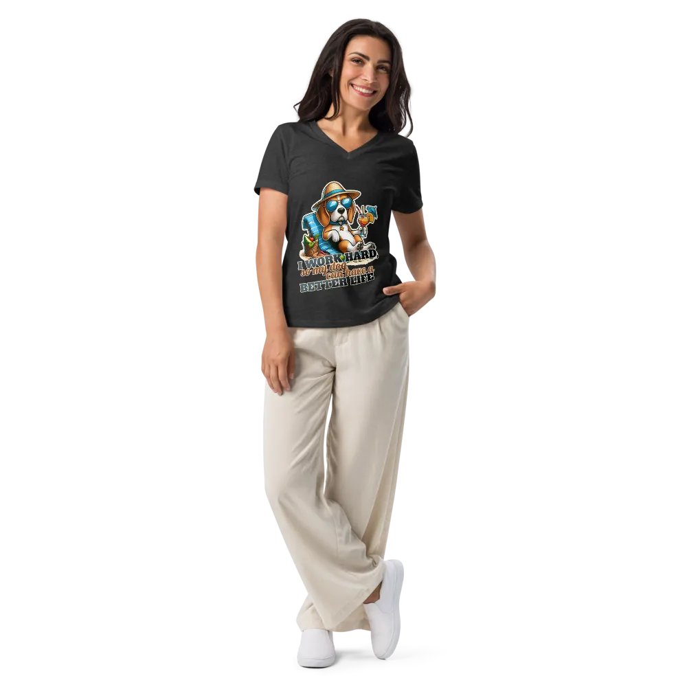 Work Hard - Beagle Beach - V-Neck product image (35)