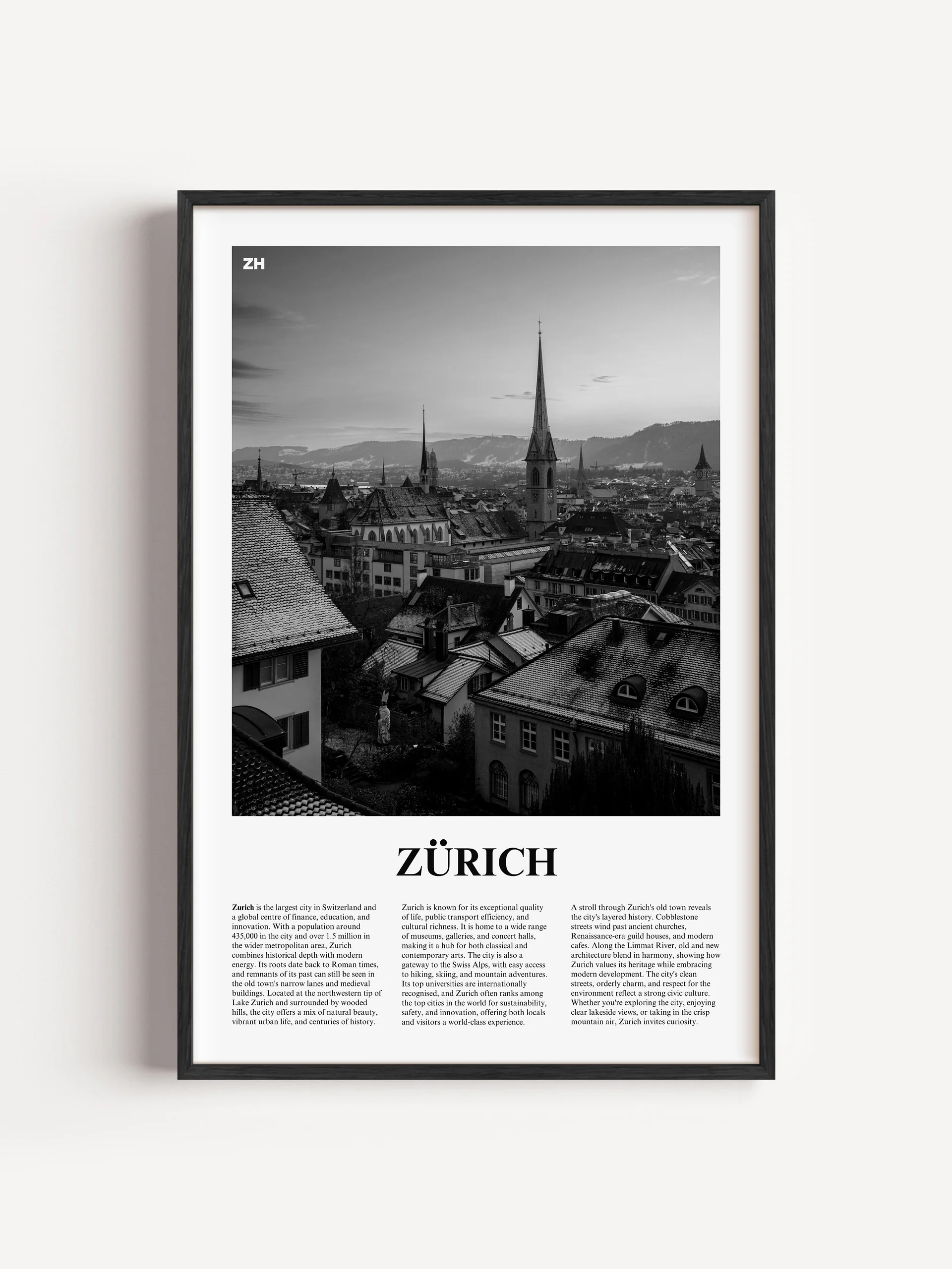 Zurich 03 Newspaper Poster | Framed product image (1)