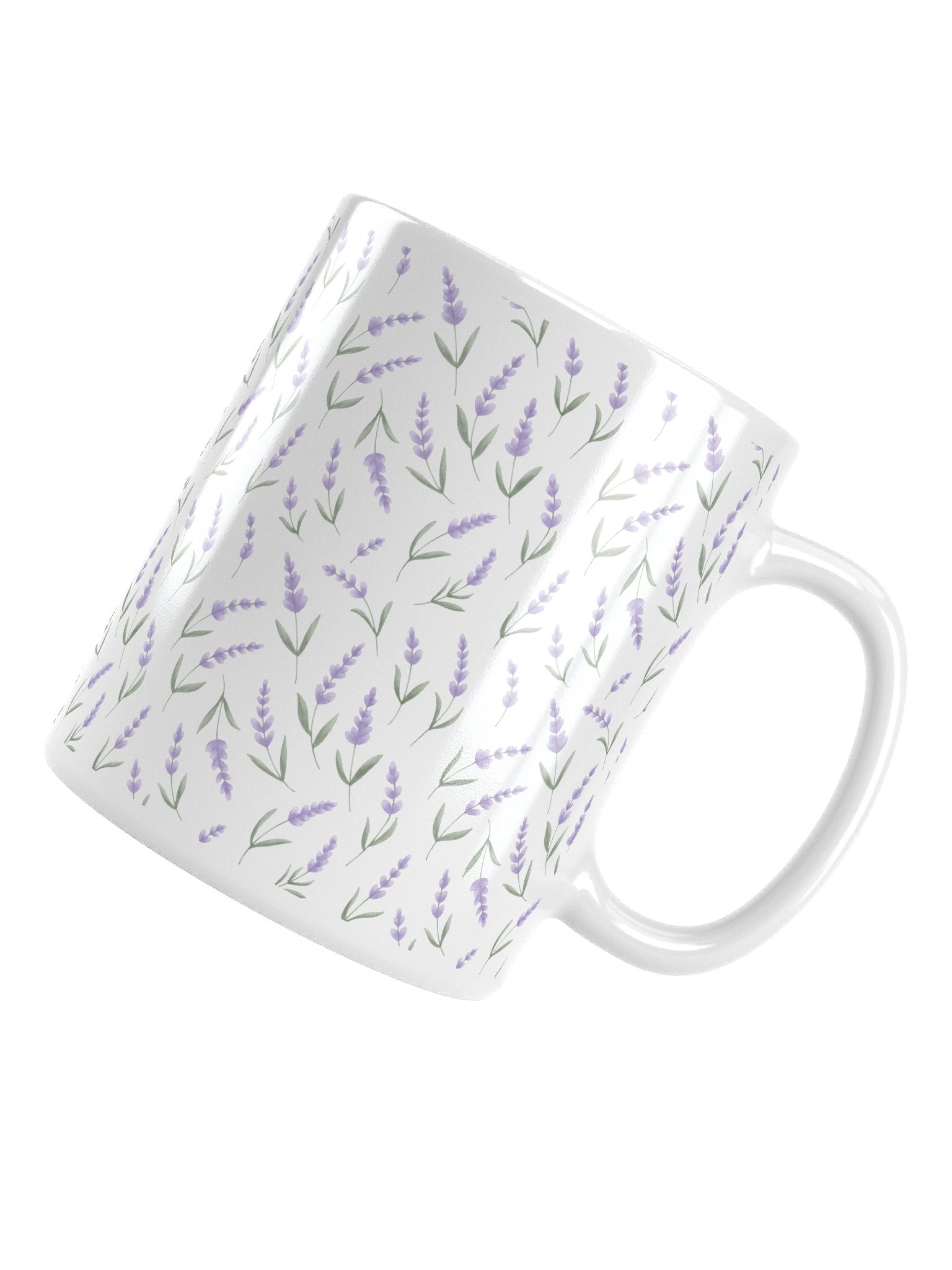 White glossy mug withl avender pattern product image (5)
