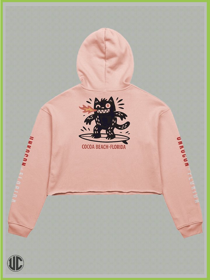 Cocoa Beach Crop Hoodie for Women – Cute Surf Graphic, Streetwear Fit, Soft Cotton Pullover product image (1)