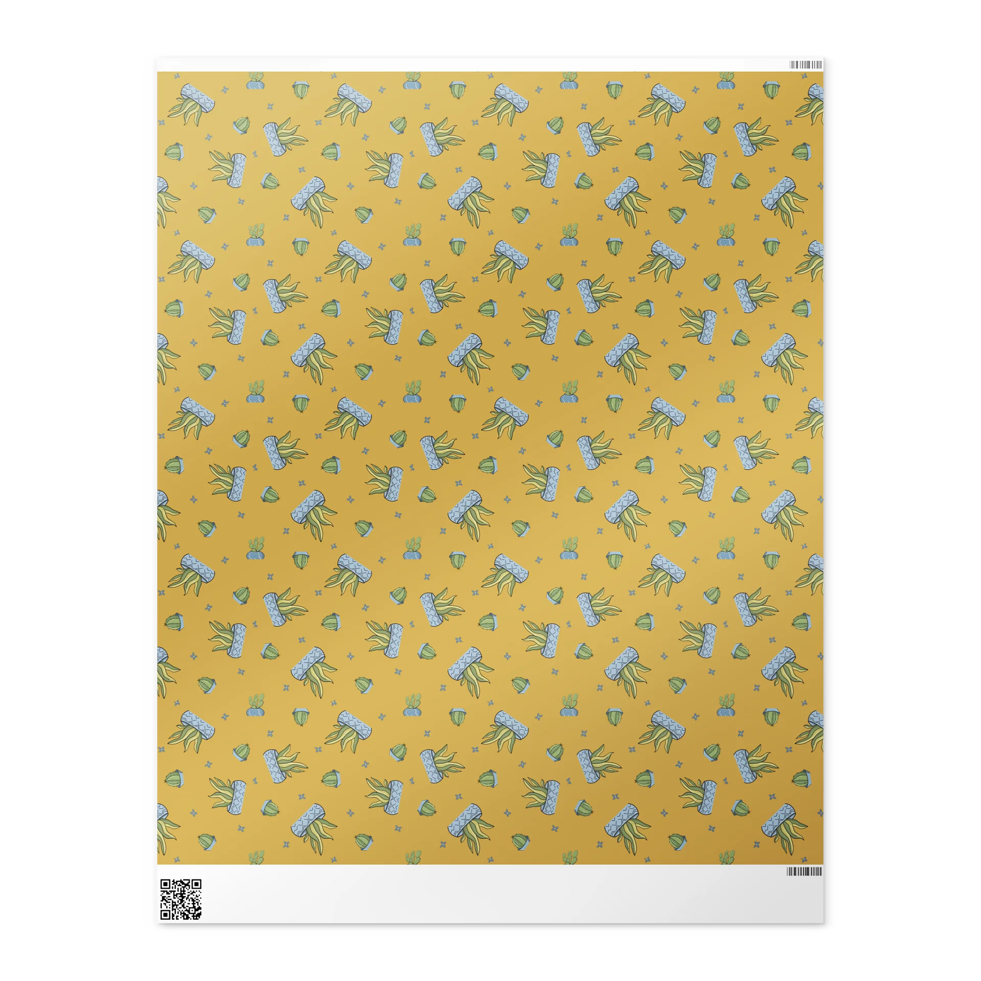 Potted Cactus Wrapping Paper, Mexican Botanical Gift Wrap Roll, Matte or Glossy Vector Print product image (3)