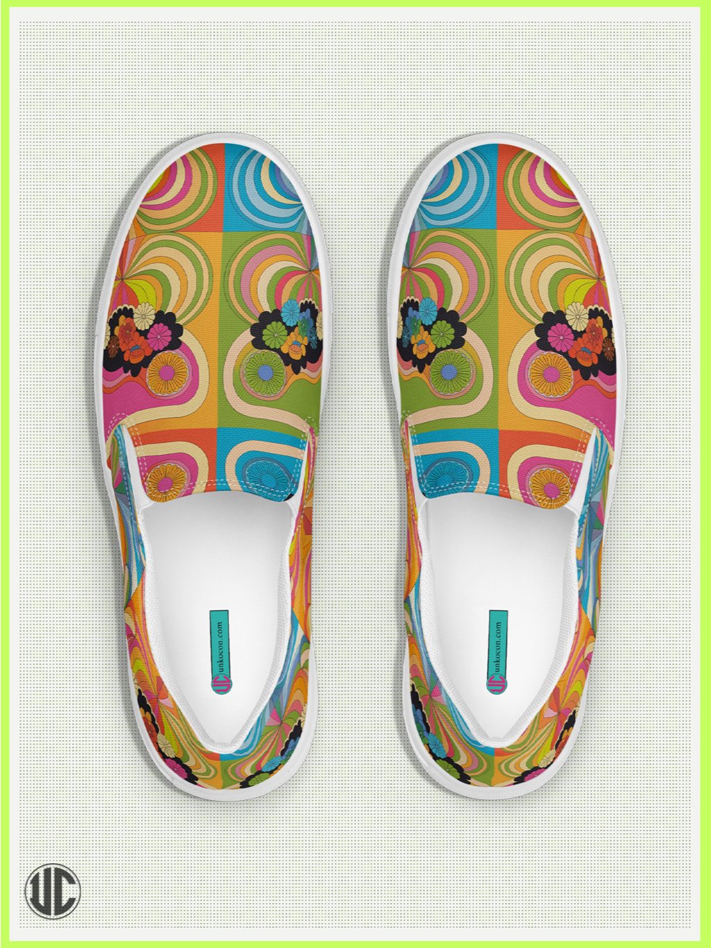 UnkoCon – Boho Retro Swirl Bloom Women’s Slip-On Shoes product image (1)