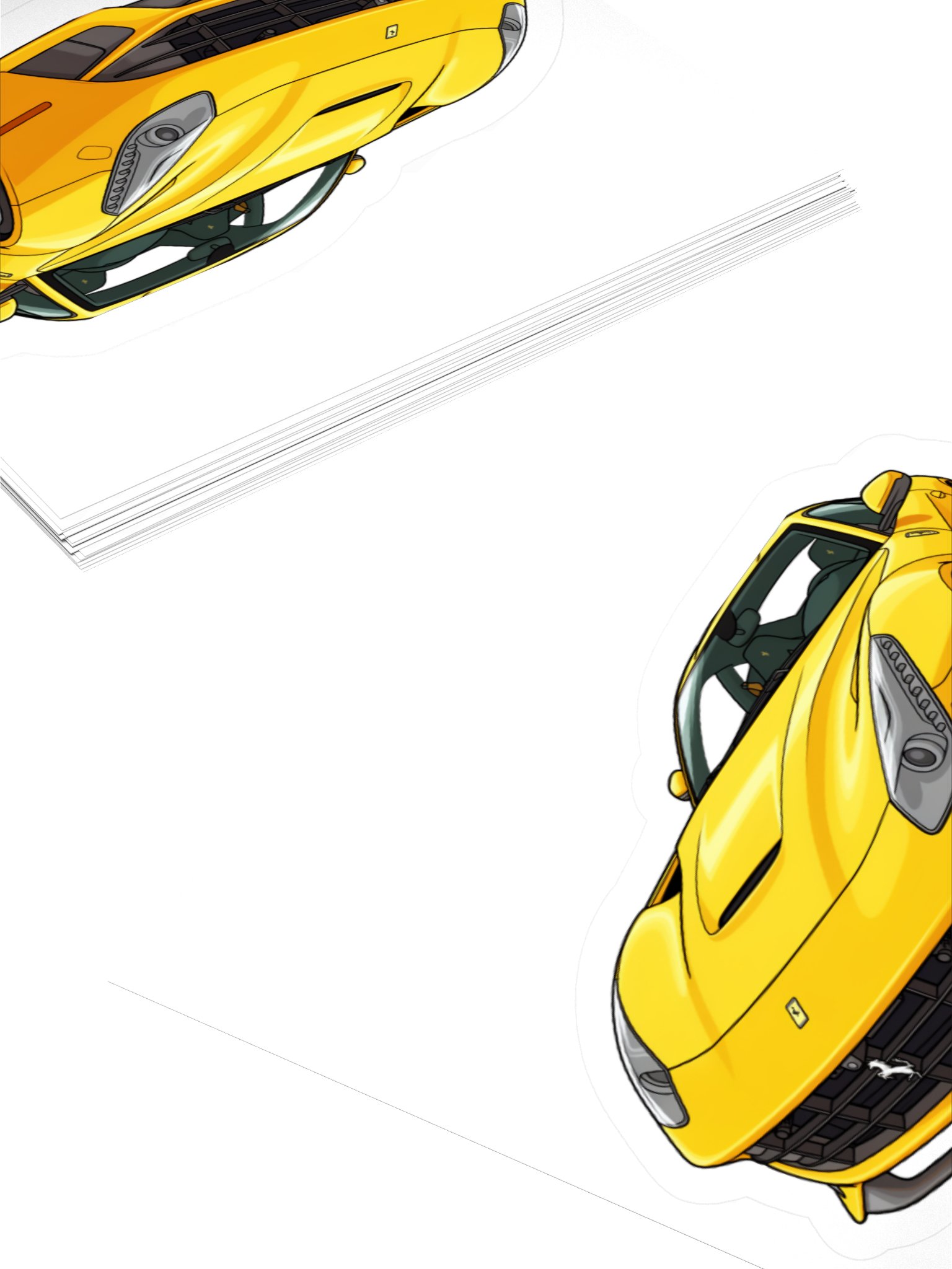 Yellow Ferrari F12 Berlinetta Sticker (Retro, Sketch, Silhouette) product image (11)