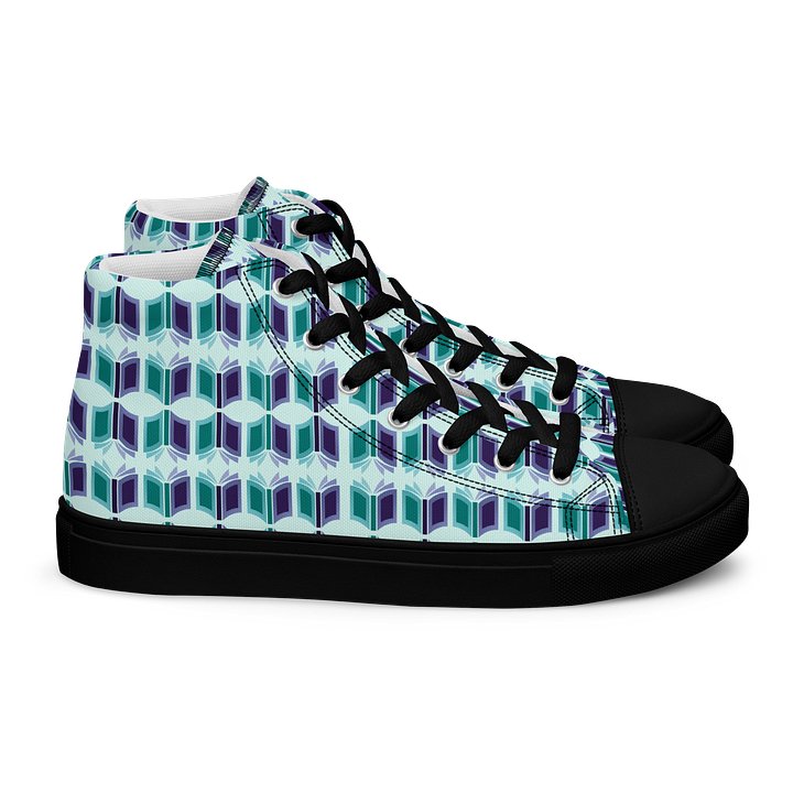 Women's High Top Canvas Shoes (Light Teal Background) product image (2)