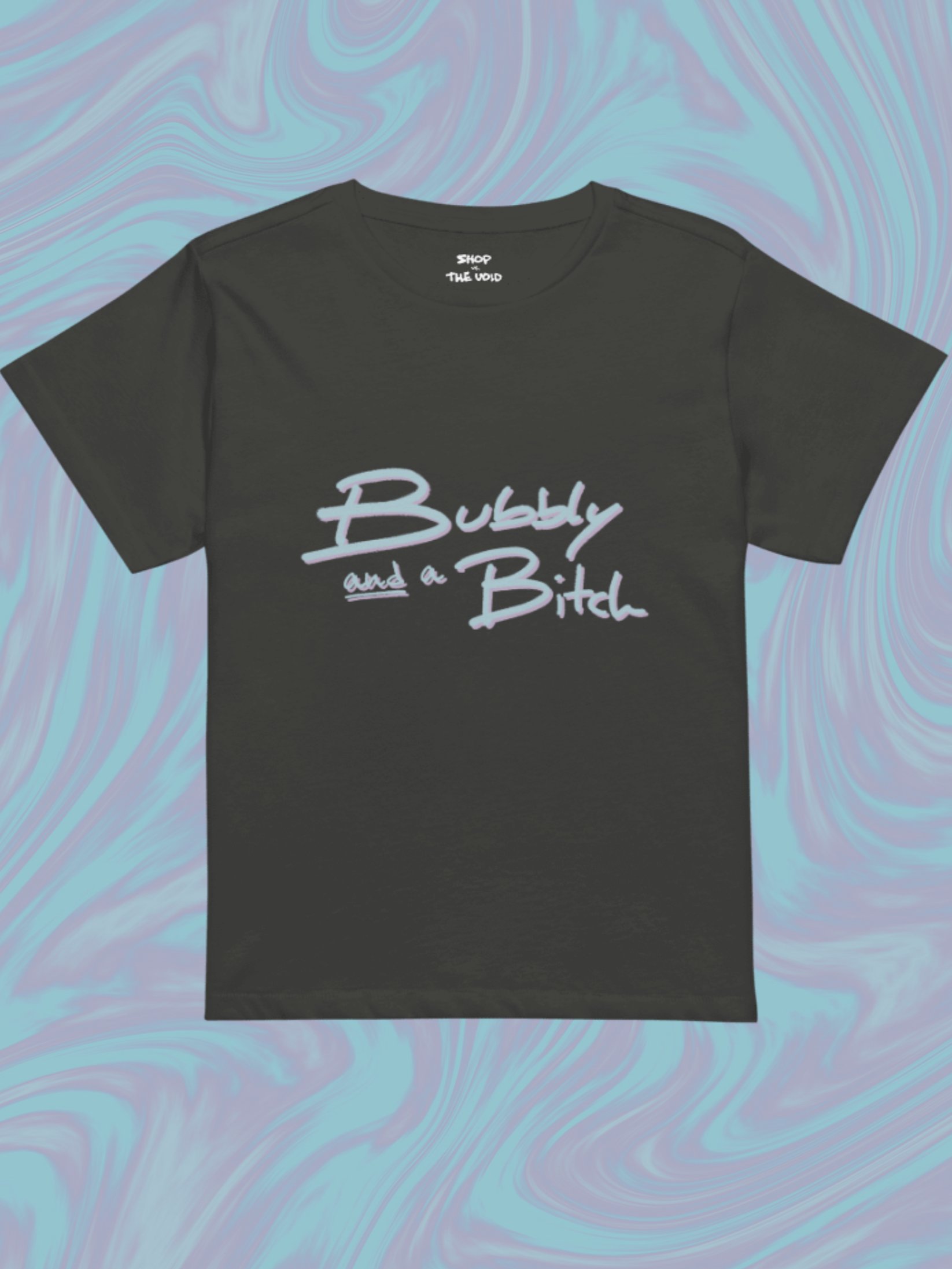 Bubbly and a B*tch (cotton candy design) printed waist-length tee product image (1)
