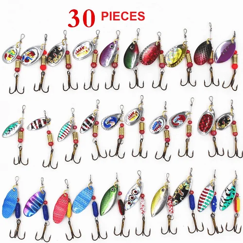 30-Piece Metal Spinner Baits Set - Premium Trout Spoon Bass Fishing Tackle Kit product image (1)
