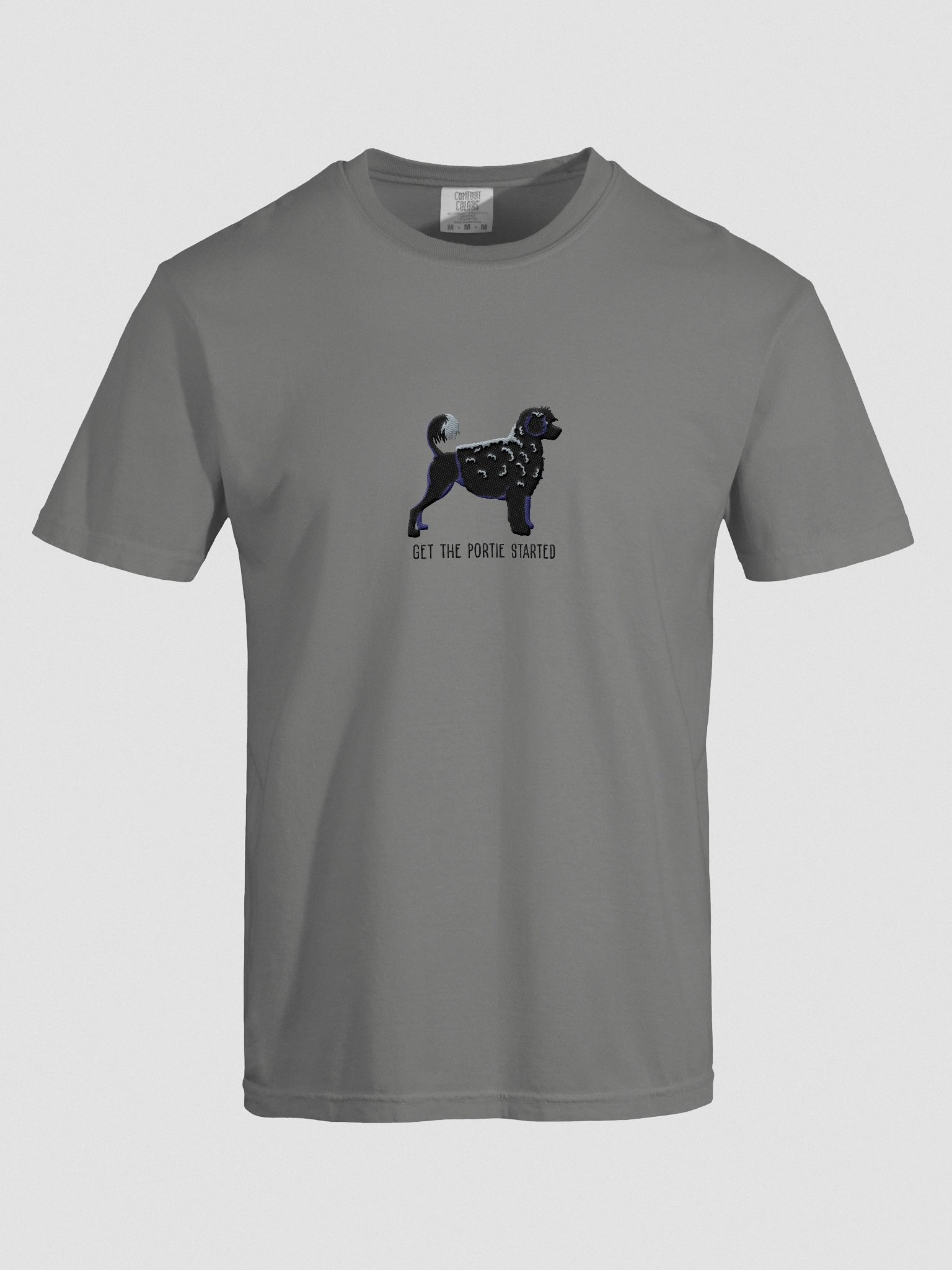 Get the Portie Started T-Shirt(Embroidered) of a Portuguese Water Dog(Black) product image (10)