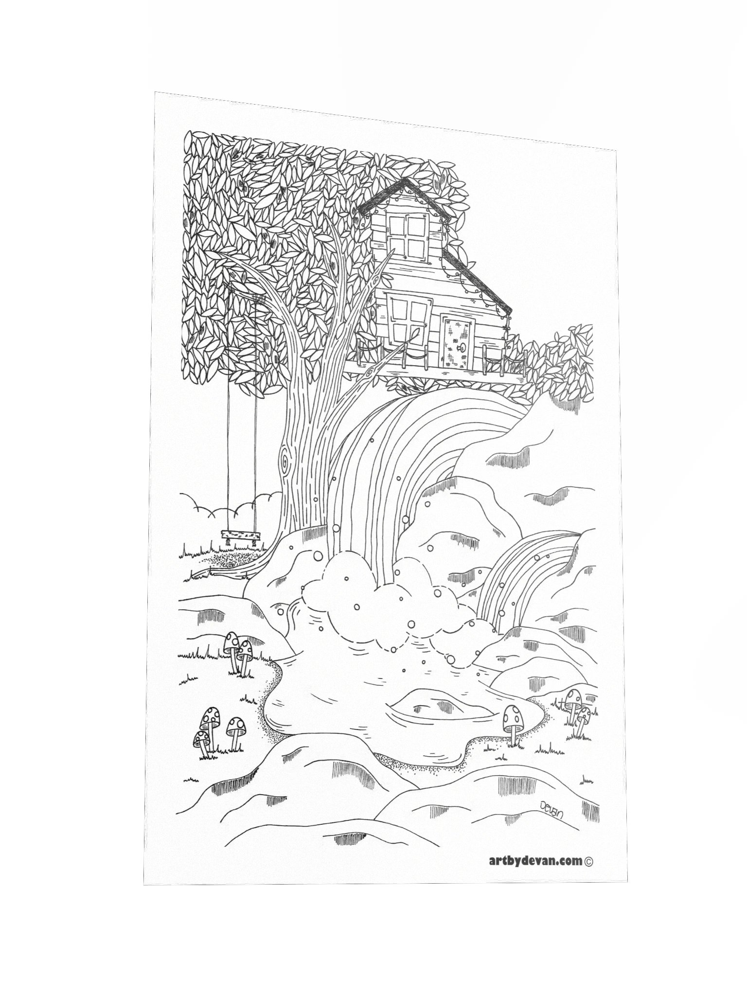 Color Your Own Art: Treehouse Waterfall product image (2)