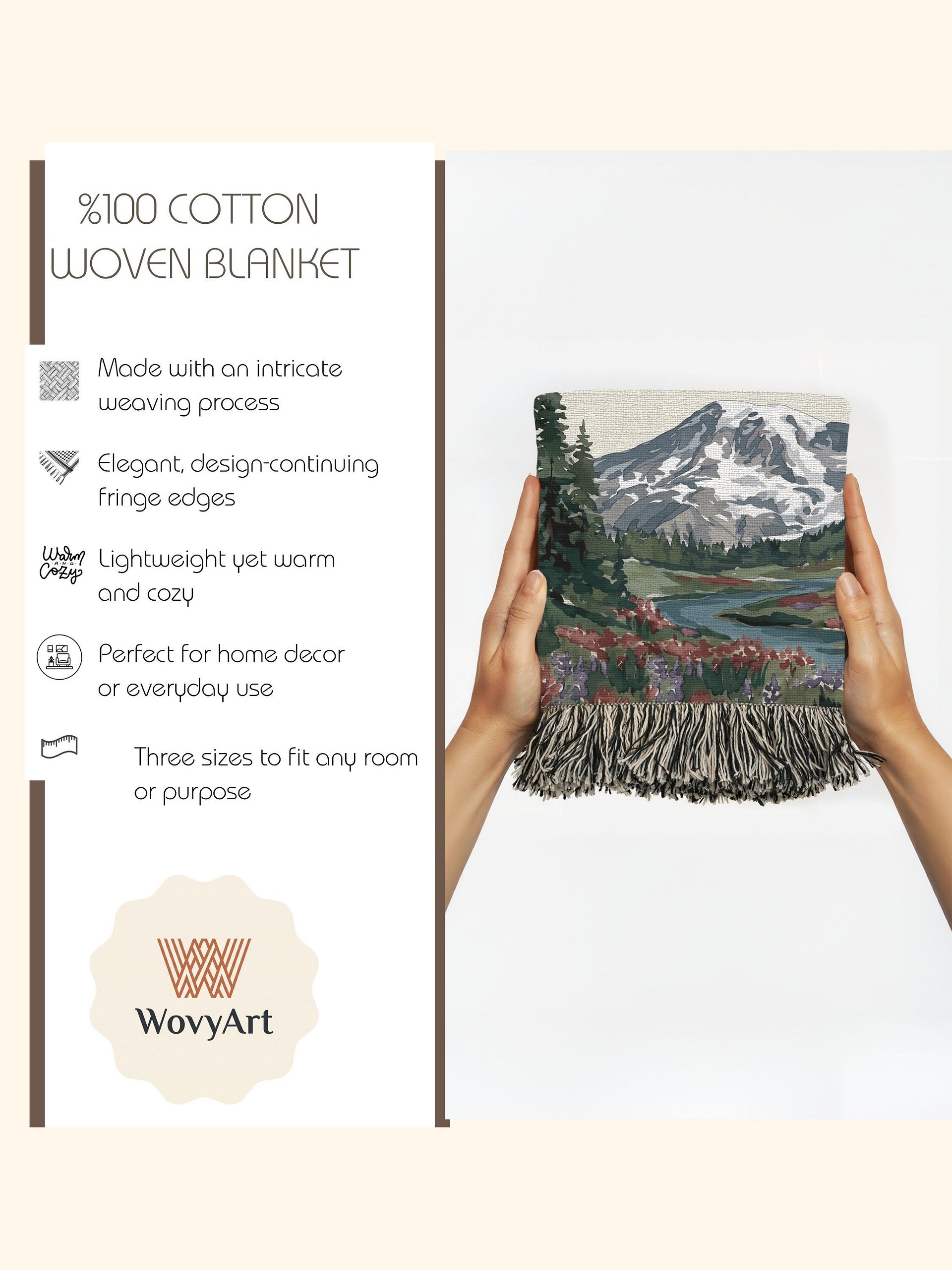Personalized Mountain Landscape Woven Blanket | Custom Family Name Throw product image (5)