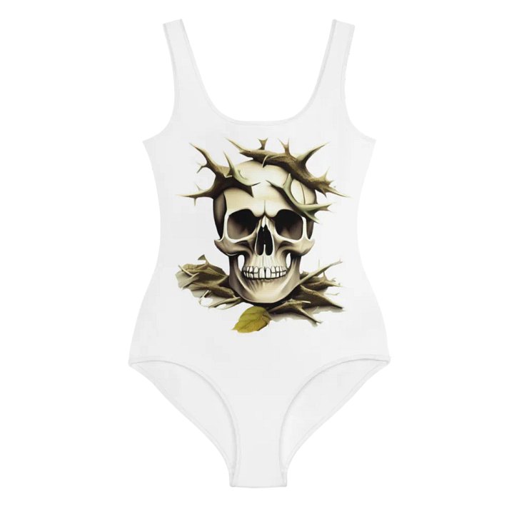 Skull with Thorns Skull, thorns, skull with thorns, skeleton, horror, scary, spooky, bones, thorn, pattern, abstract, geometric, spiral, vintage, retro, colourful product image (1)