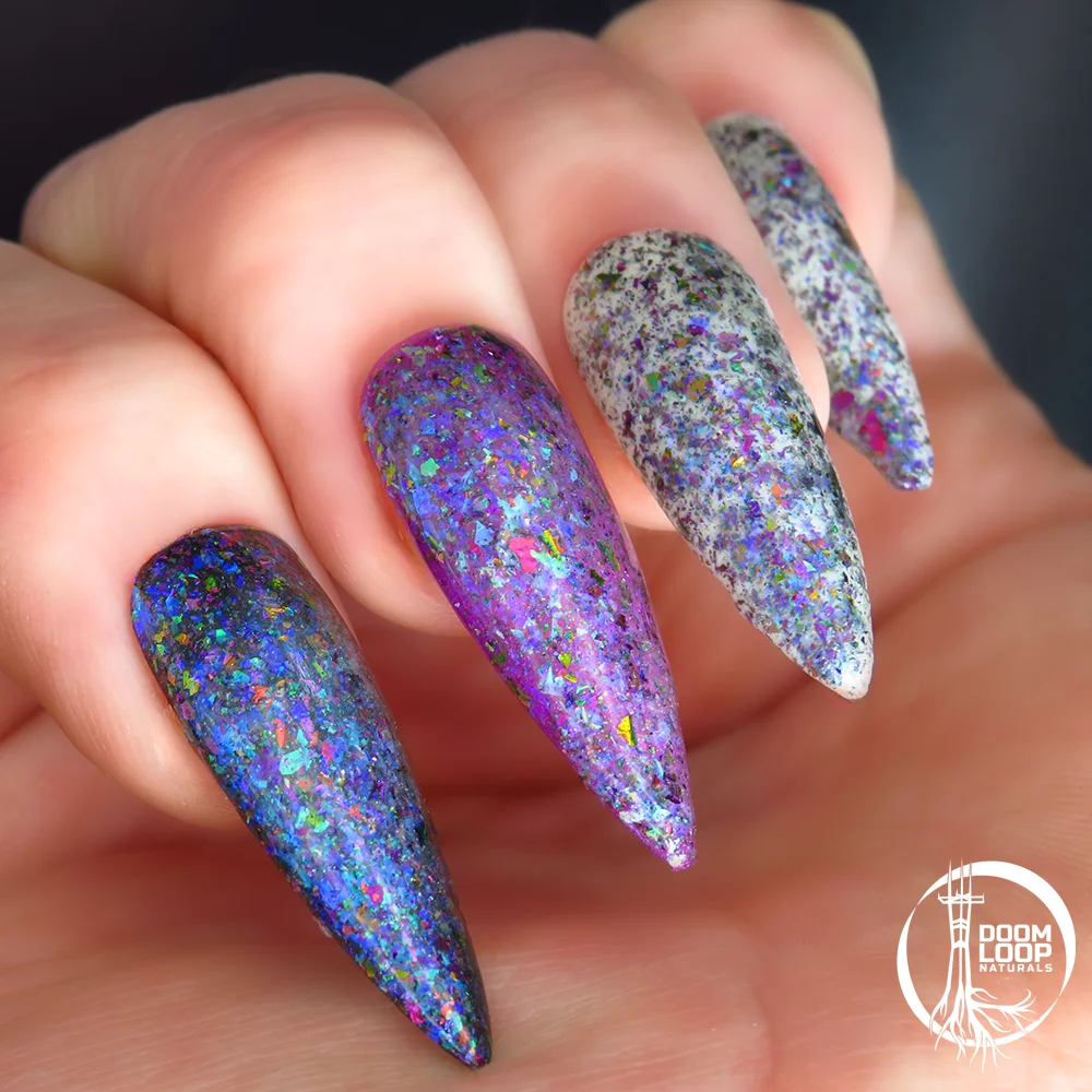 TUESDAYS CHILD - Violet-Green-Gold Iridescent Flake Glow-in-the-Dark Topper product image (4)