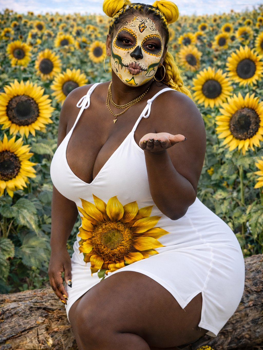 Sunflower Serenade All-Over Print Slip Dress product image (6)