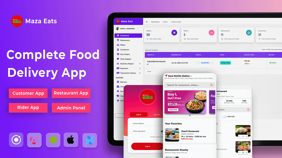 Ionic 8+ Food Delivery Apps, Angular 17+ Admin Panel with Firebase ...