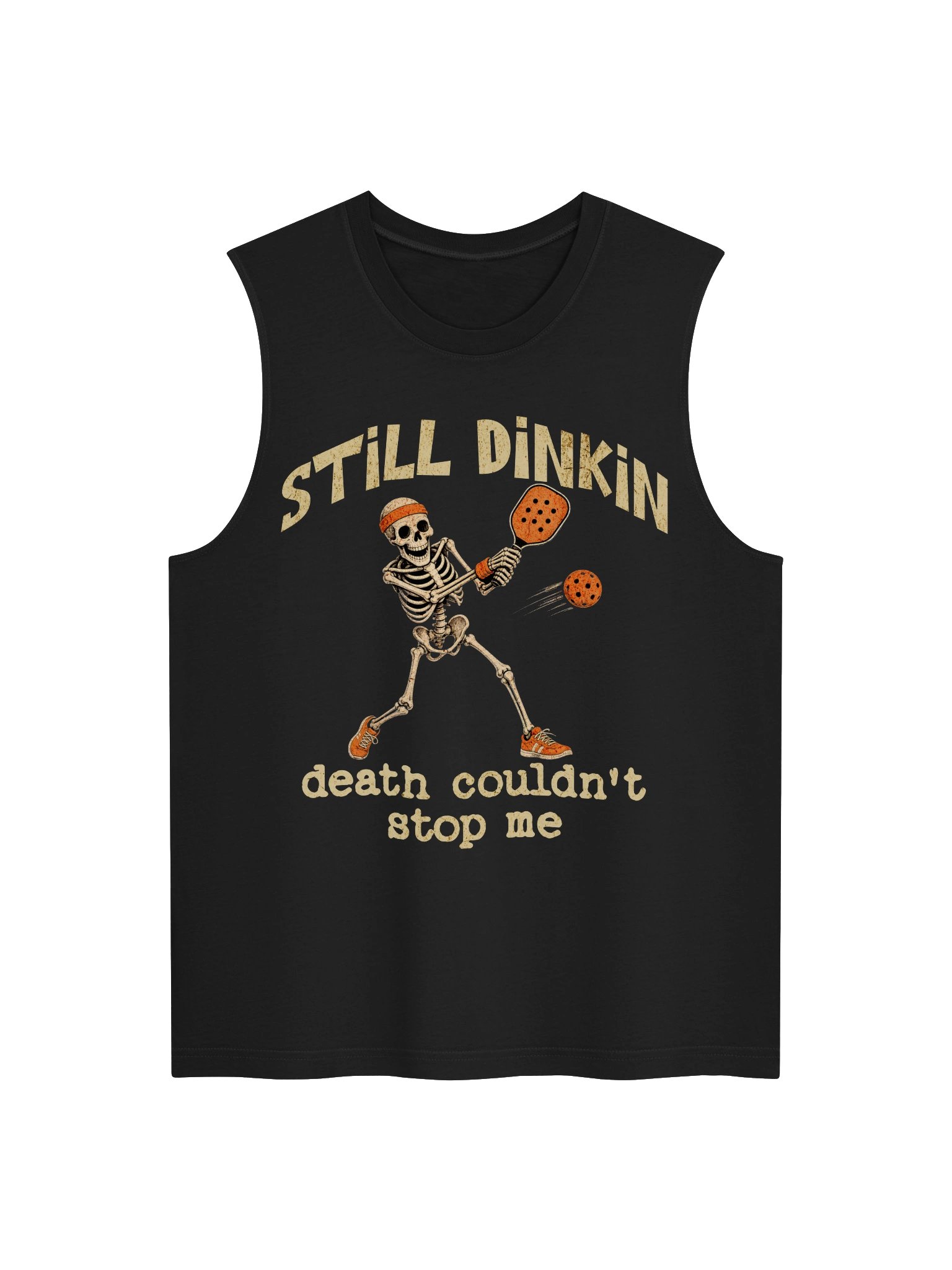 Still Dinkin Halloween Pickleball Tank Top Funny Skeleton Gift for Players product image (3)