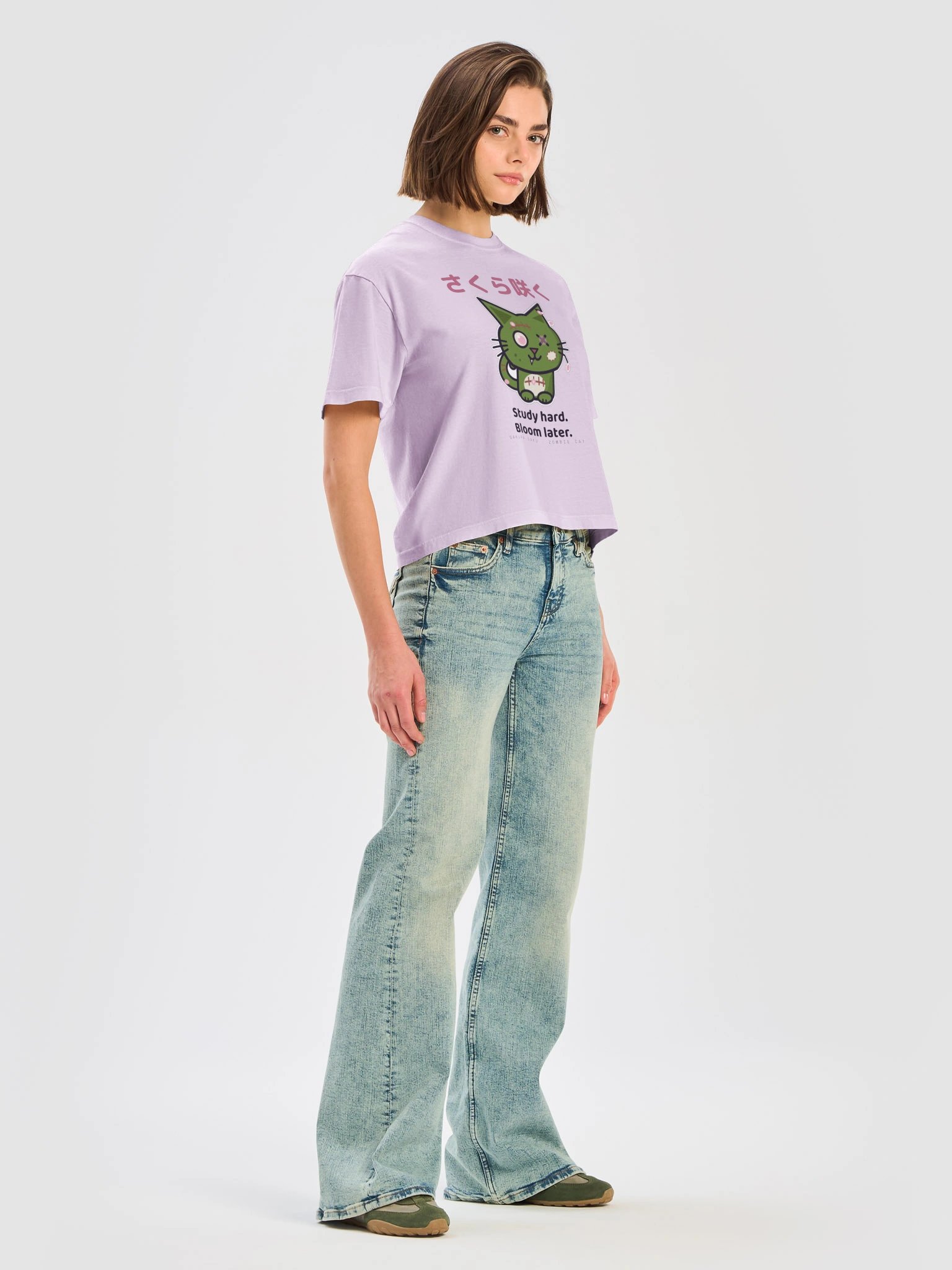 Sakura Bloom Zombie Cat Women's Boxy T-Shirt product image (20)