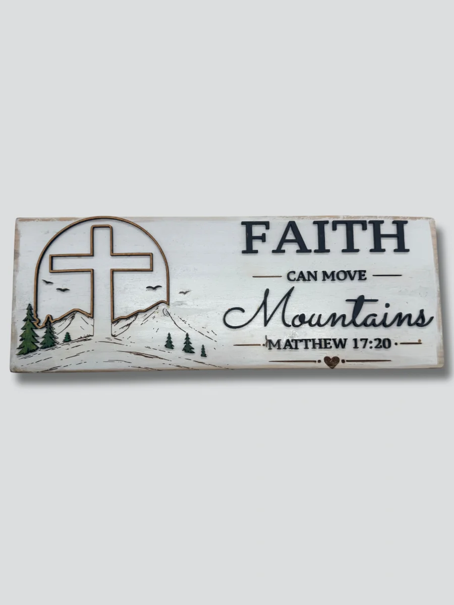Christian-Faith Wood Sign - Faith Can Move Mountains product image (1)