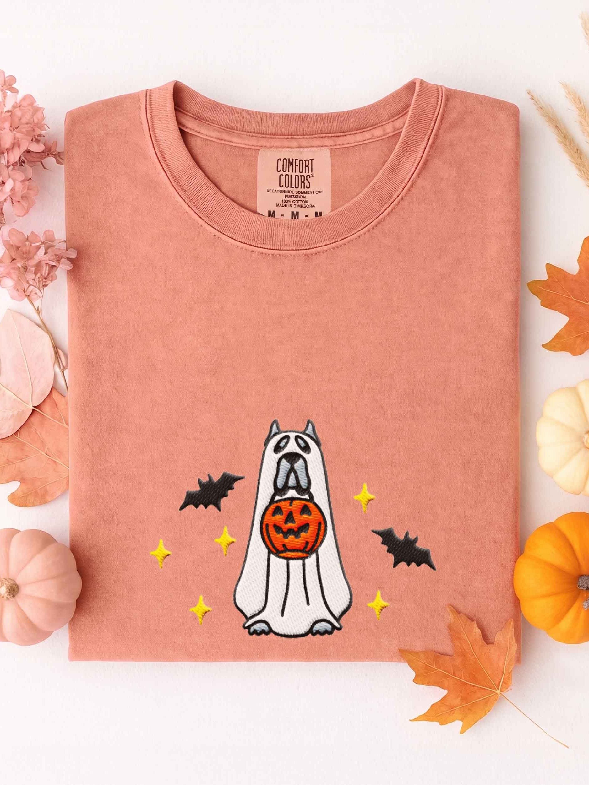 Halloween Cane Corso(Blue, Cropped Ears) Embroidered T-Shirt product image (1)