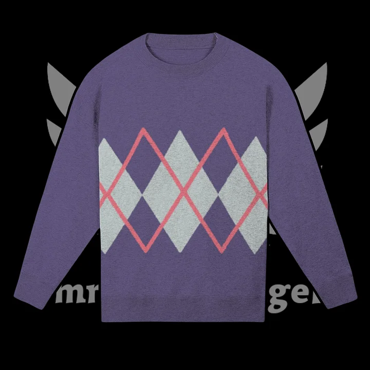 Argyle Purple Knitted Relaxed Sweater product image (1)