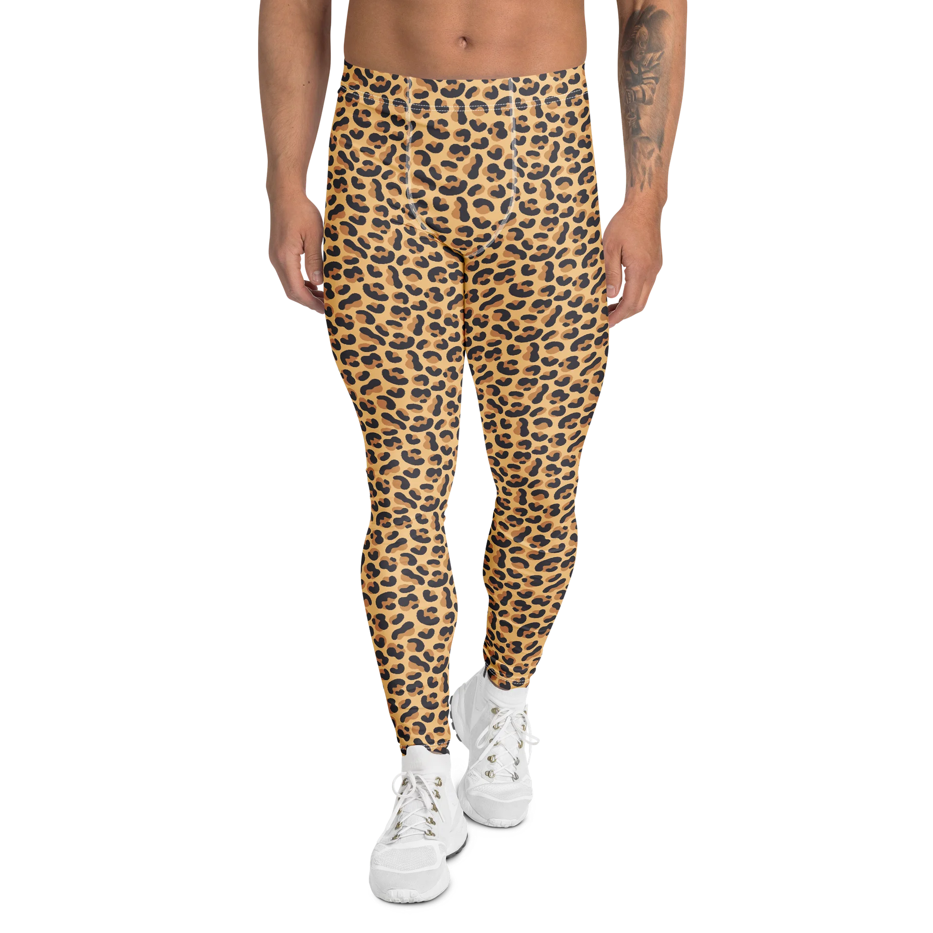 Bold Brown Leopard Print Men's Leggings product image (1)