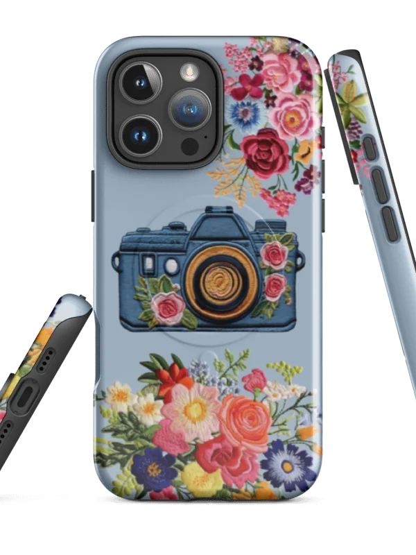 FLORAL CAMERA EMBROIDERY LOOK MAG SAFE CASE FOR IPHONE product image (1)