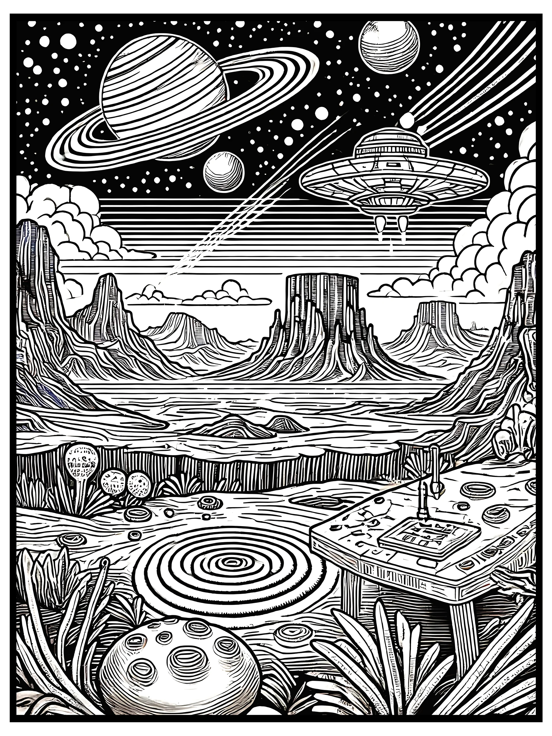 👽 3 Alien Planetary Launches Coloring Pages – Free Printable Set | MoonFun.Shop Launch Special product image (1)