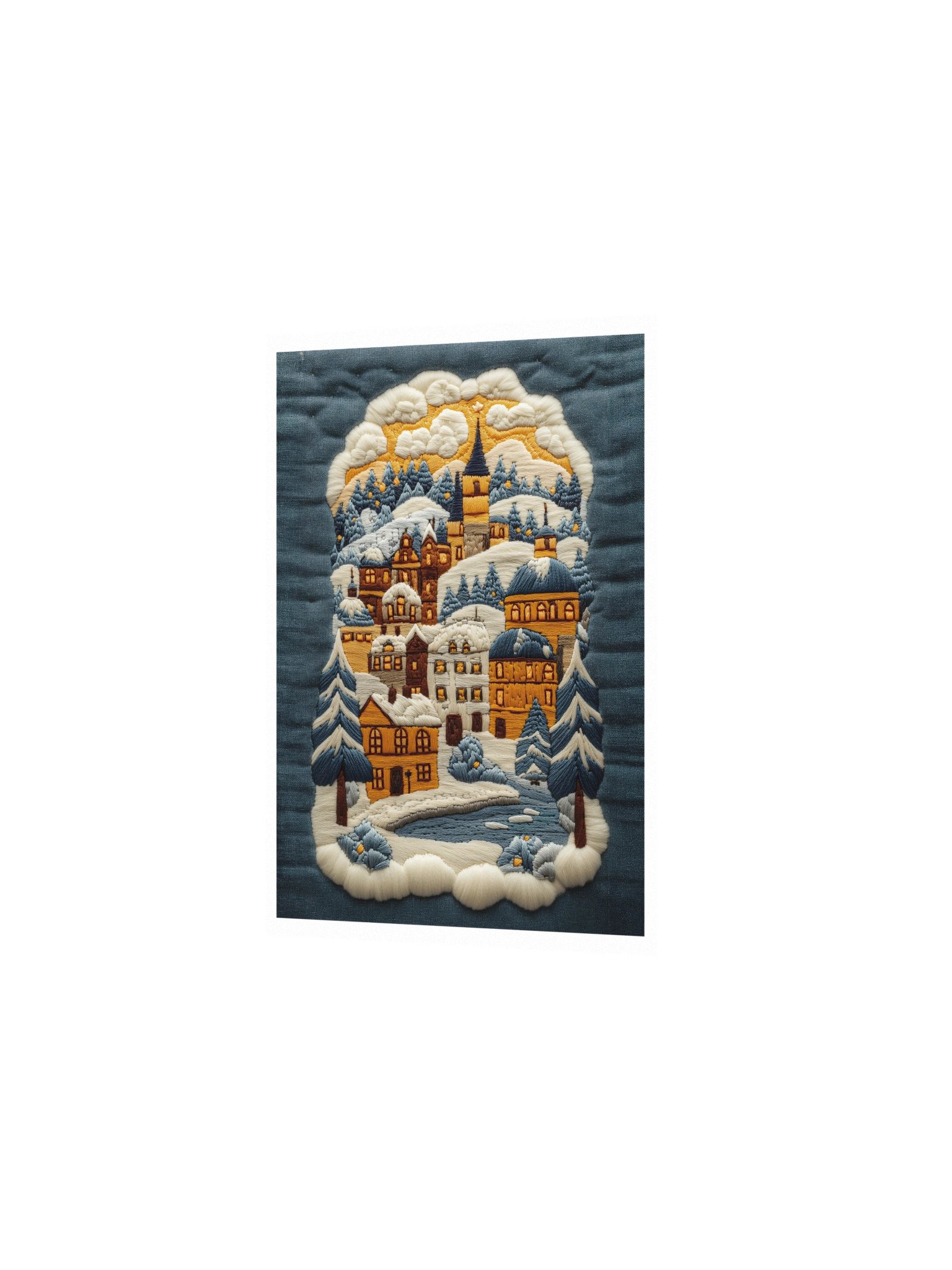 Winter Somewhere in Norway | Embroidery-Style Wall Art — Unframed Print product image (2)