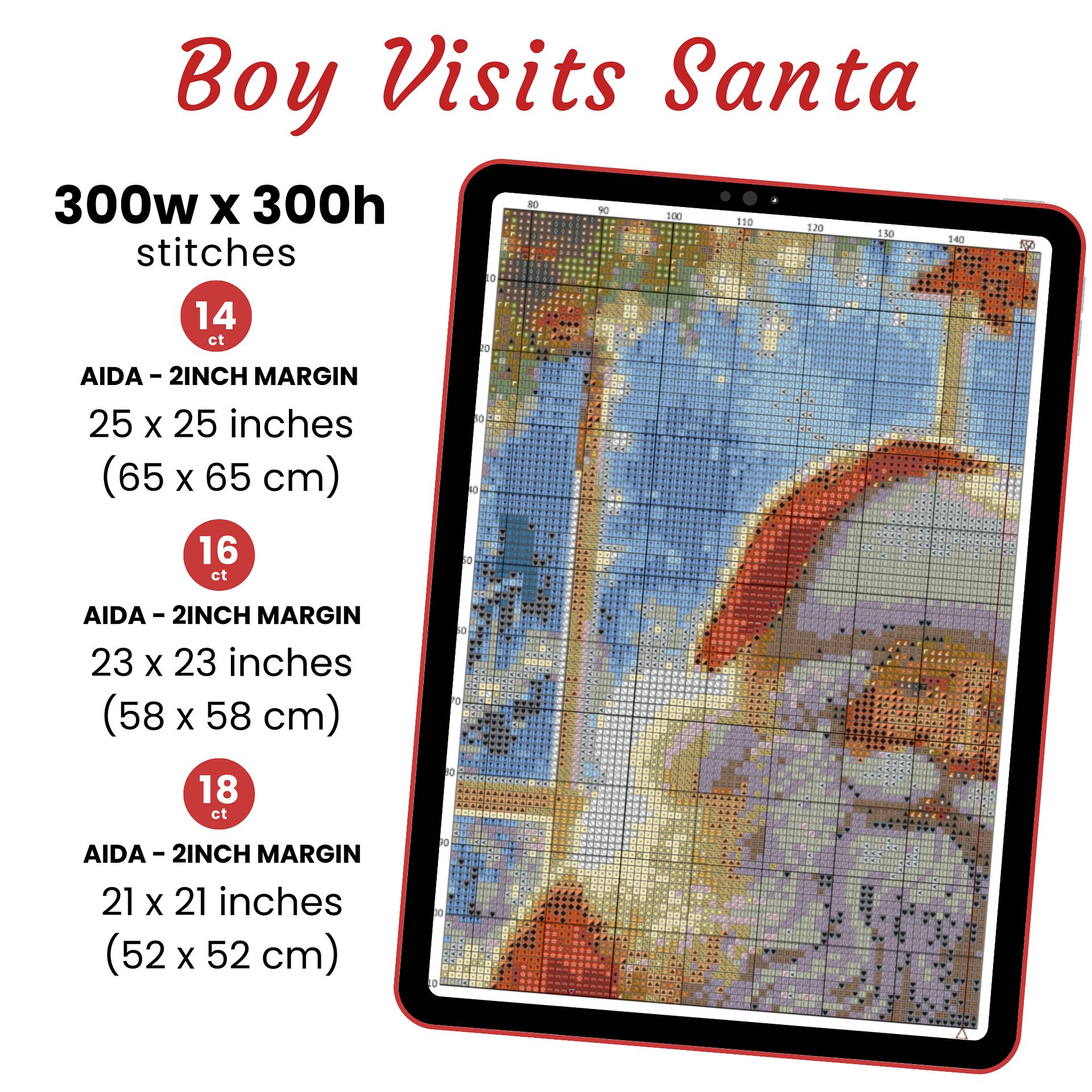 Boy Visits Santa's Grotto Cross Stitch Pattern product image (2)